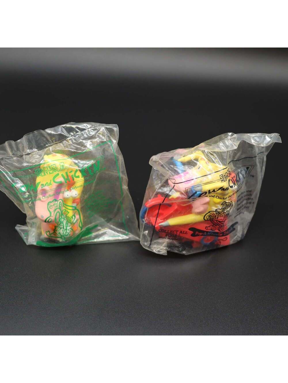 Vintage Cartoon Network Cow and Chicken Taco Bell Toys Lot 1999 Sealed